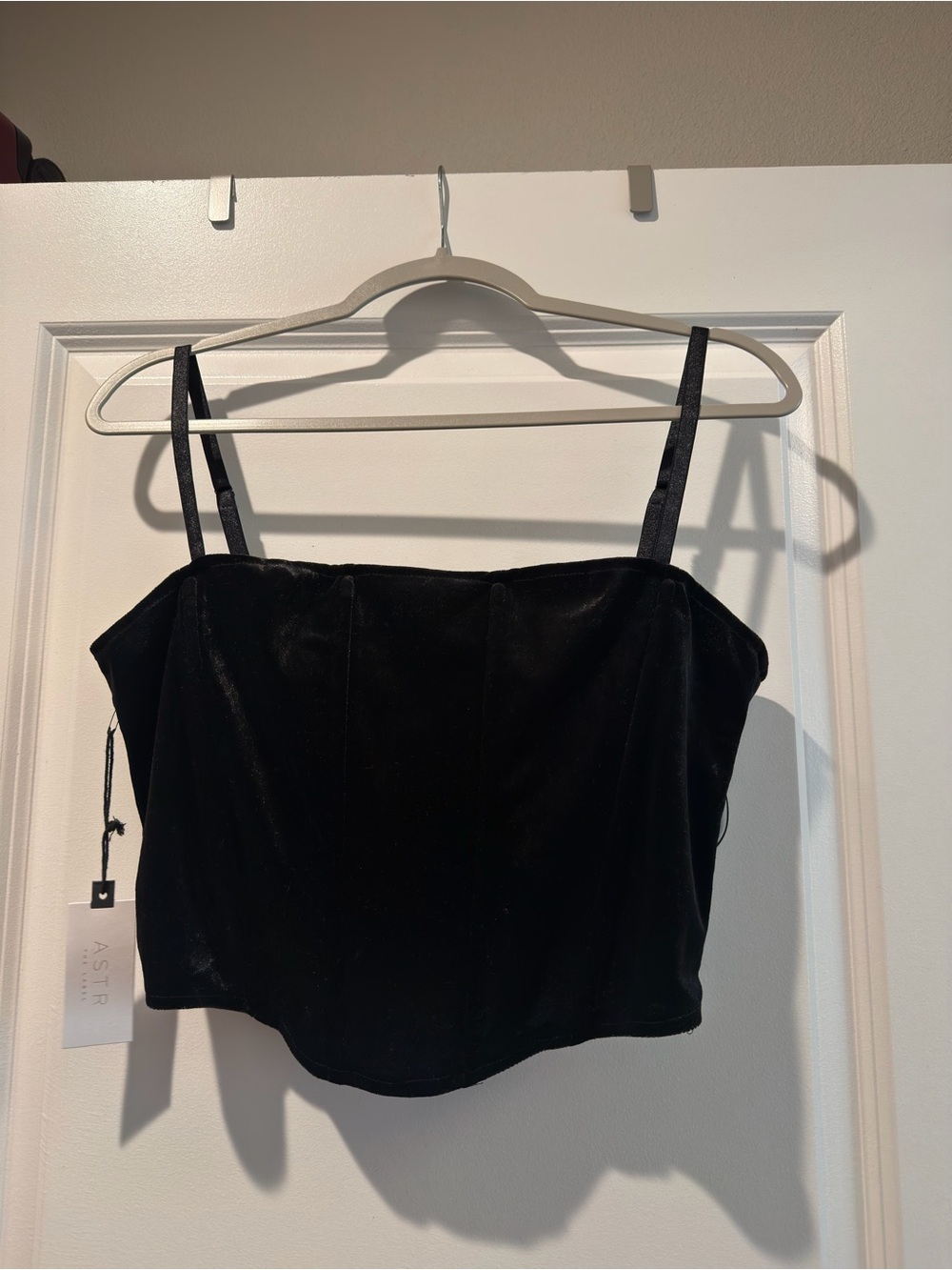 Astr Black Velvet Cropped Cami Top
